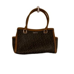 Calvin Klein Organizational Satchel, Brown/Khaki/Caramel cr8